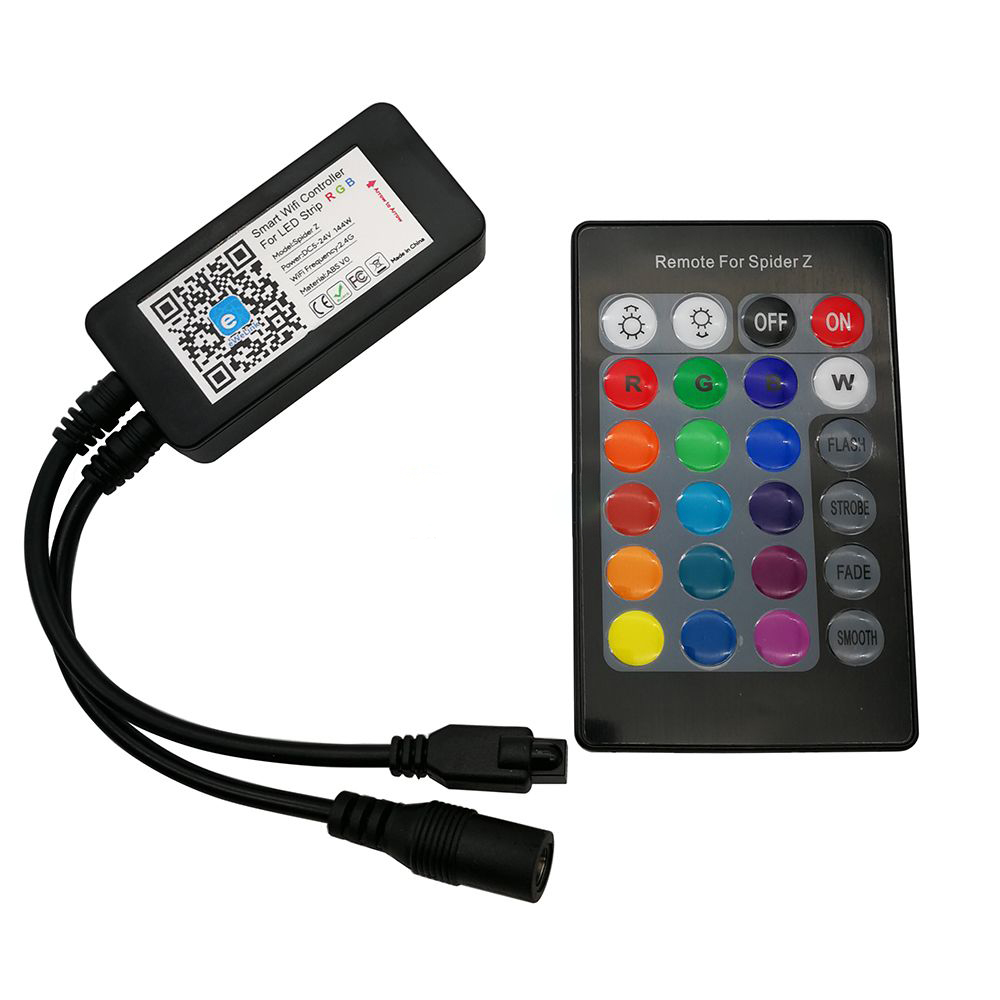 DC5-24V WIFI RGB Smart APP Controller With 24 Keys IR Remote For RGB LED Strip, Work with Amazon Alexa